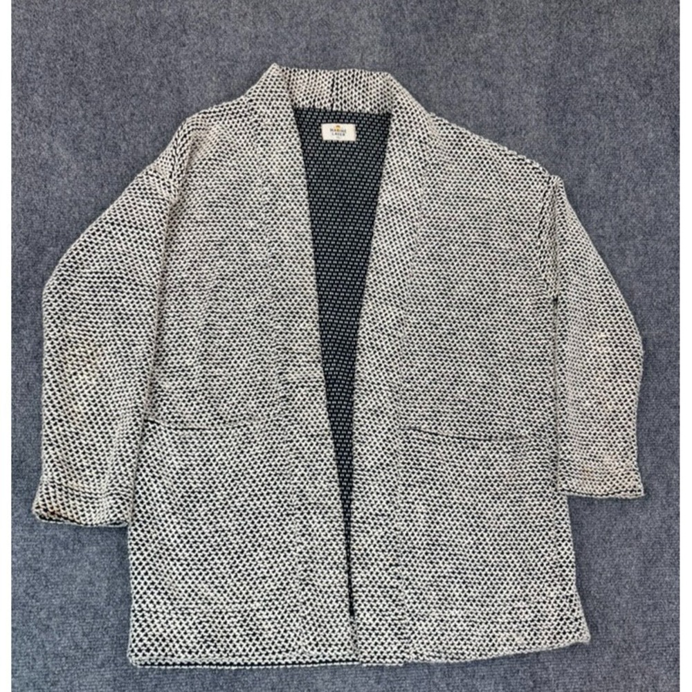 Marine Layer Women's Birdseye Blazer Cardigan Chunky-Knit Black White Size S